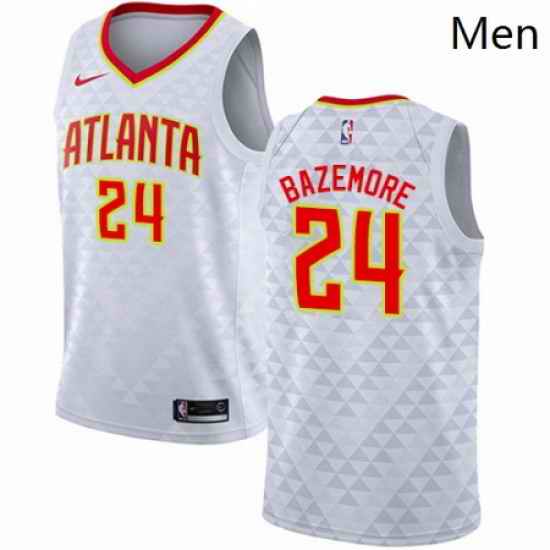 Mens Nike Atlanta Hawks 24 Kent Bazemore Swingman White NBA Jersey Association Edition